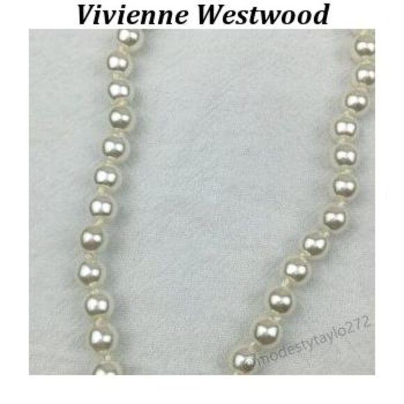 Vivienne Westwood Bas Relief Pearl Necklace Gold Tone LARGE - Picture 5 of 5